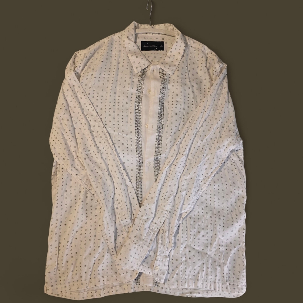 Abercrombie & Fitch White Shirt with Blue Dots